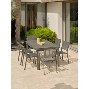 Ensemble repas de jardin 6 places en aluminium