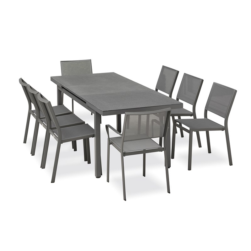 Ensemble repas de jardin 8 places en aluminium