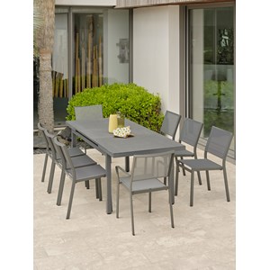 Ensemble repas de jardin 8 places en aluminium