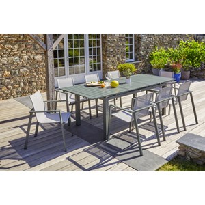 Ensemble repas de jardin 8 places en aluminium