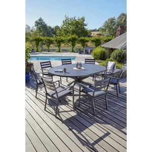 Ensemble repas 8 places en aluminium avec rallonge papillon