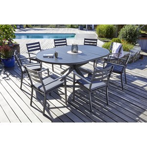 Ensemble repas 8 places en aluminium avec rallonge papillon