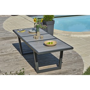 Ensemble repas 6 places en aluminium et plateau céramique