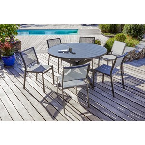 Ensemble repas 6 places en aluminium avec rallonge papillon