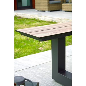 Table de jardin en aluminium et plateau hpl effet bois