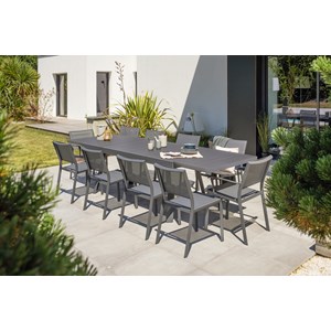 Ensemble repas de jardin 10 places en aluminium