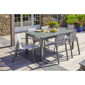 Ensemble repas de jardin 6 places en aluminium