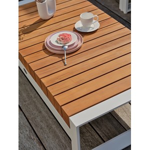 Salon de jardin d'angle 6 places en teck et aluminium