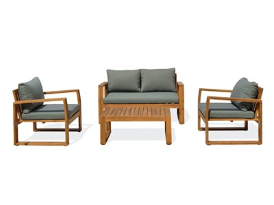 Salon bas de jardin 4 places en bois d'acacia