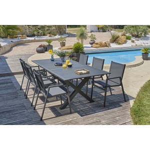 Ensemble repas de jardin 6 places en aluminium