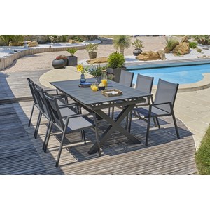 Ensemble repas de jardin 6 places en aluminium