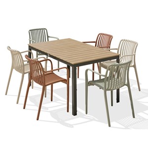 Ensemble repas de jardin 6 places en aluminium