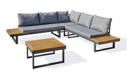 Salon de jardin 5 places bois d'acacia et aluminium