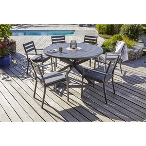 Ensemble repas 6 places en aluminium avec rallonge papillon