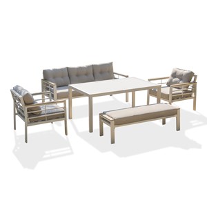Ensemble table, fauteuils et bancs de jardin cayenne