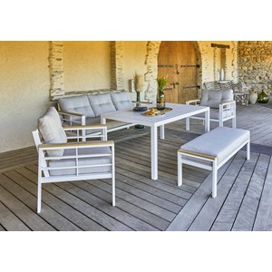 Ensemble table, fauteuils et bancs de jardin cayenne