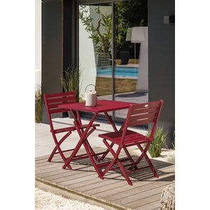Lot de 2 chaises de jardin en aluminium rouge carmin