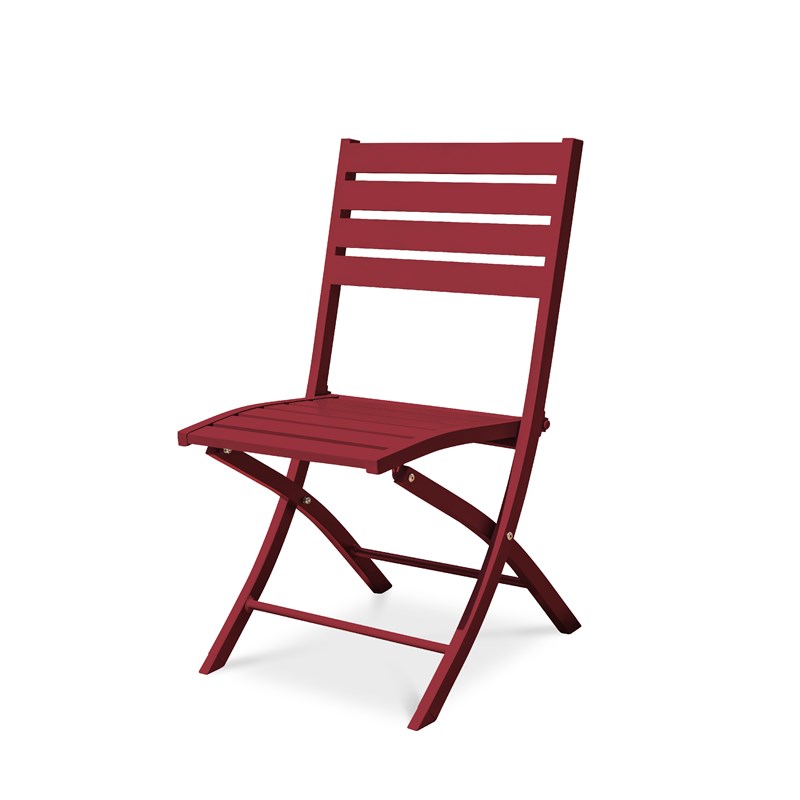 Chaise de jardin pliante en aluminium rouge carmin