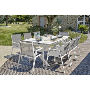 Ensemble repas de jardin 8 places en aluminium