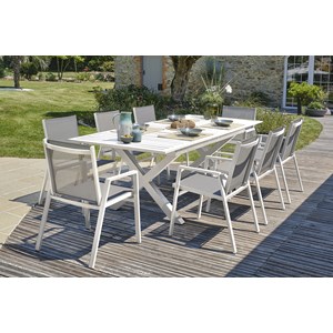 Ensemble repas de jardin 8 places en aluminium