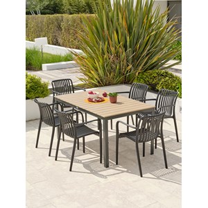 Ensemble repas de jardin 6 places en aluminium