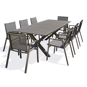 Ensemble repas de jardin 8 places en aluminium