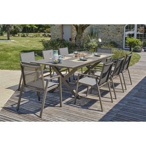 Ensemble repas de jardin 8 places en aluminium