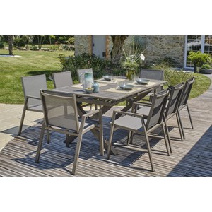 Ensemble repas de jardin 8 places en aluminium