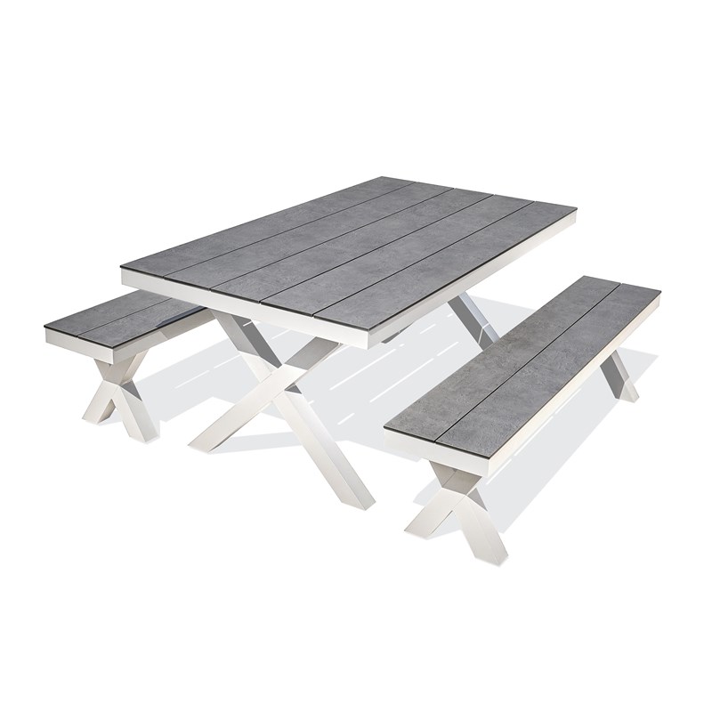 Table de jardin en aluminium et plateau hpl