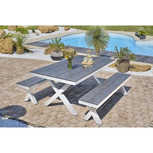 Table de jardin en aluminium et plateau hpl