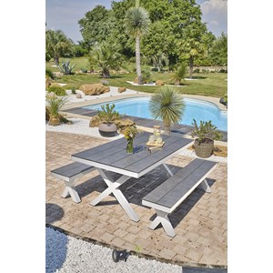Table de jardin en aluminium et plateau hpl