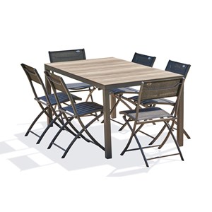 Ensemble repas de jardin 6 places en aluminium
