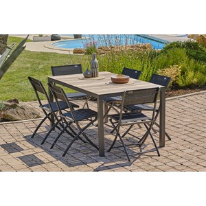Ensemble repas de jardin 6 places en aluminium