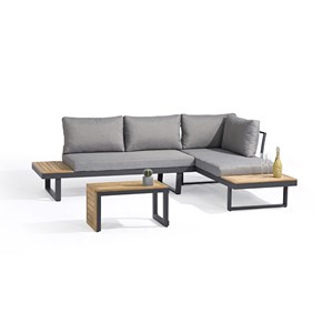 Salon de jardin 4 places en bois d'acacia et aluminium