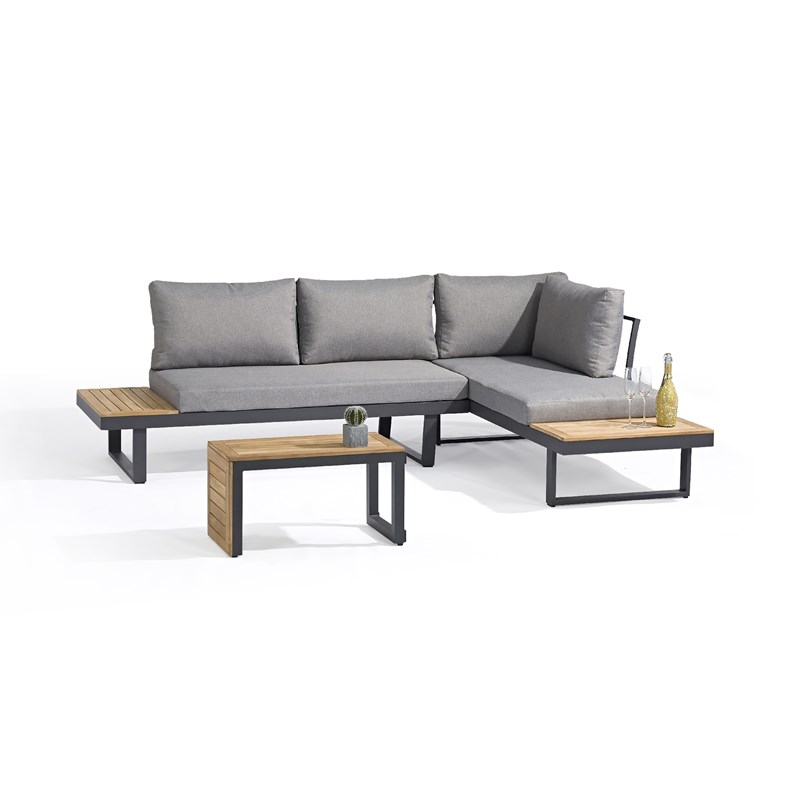 Salon de jardin 4 places en bois d'acacia et aluminium