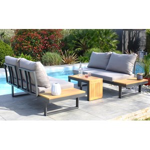 Salon de jardin 4 places en bois d' et aluminium