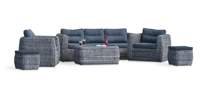 Salon de jardin 7 places en résine tresséee