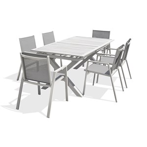 Ensemble repas de jardin 6 places en aluminium