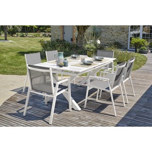 Ensemble repas de jardin 6 places en aluminium