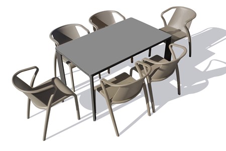 Ensemble repas de jardin 6 places en aluminium laqué