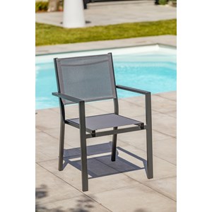 Ensemble repas 8 places en aluminium et plateau verre
