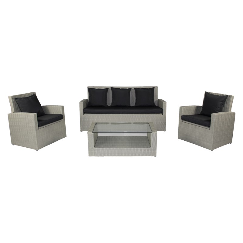 Salon de jardin 5 places en résine tresséee