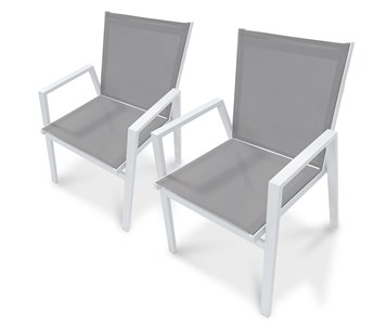 Lot de 2 fauteuils de jardin empilables en aluminium