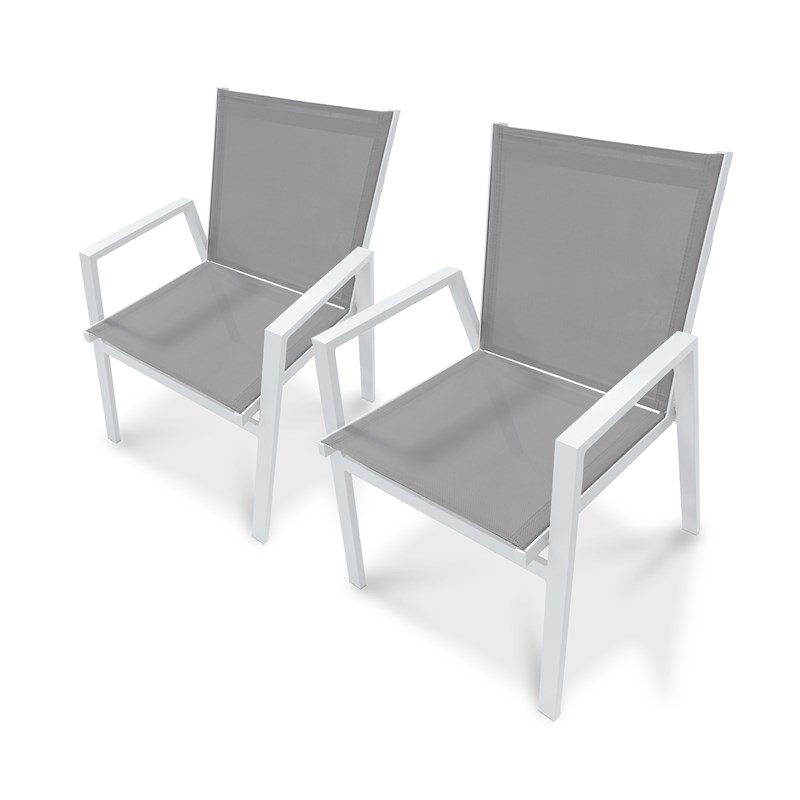 Dcb Garden - Lot de 2 fauteuils de jardin empilables en aluminium