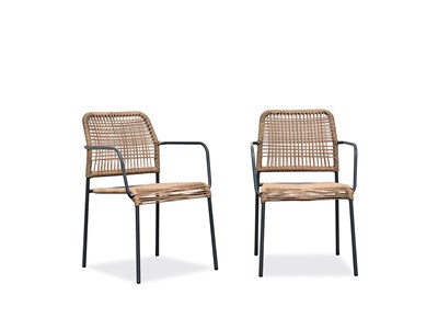 Lot de 2 fauteuils de jardin en corde et acier