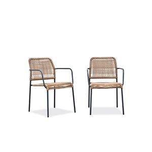 Lot de 2 fauteuils de jardin en corde et acier