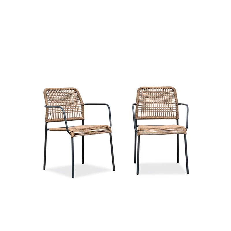 Dcb Garden - Lot de 2 fauteuils de jardin en corde et acier
