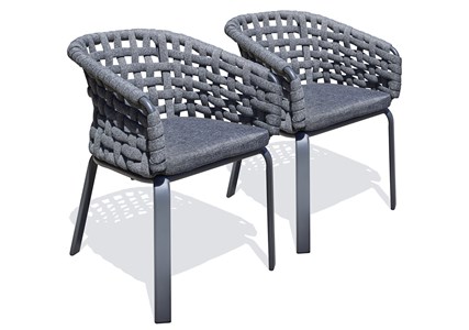 Lot de 2 fauteuil de jardin en corde tissée et aluminium