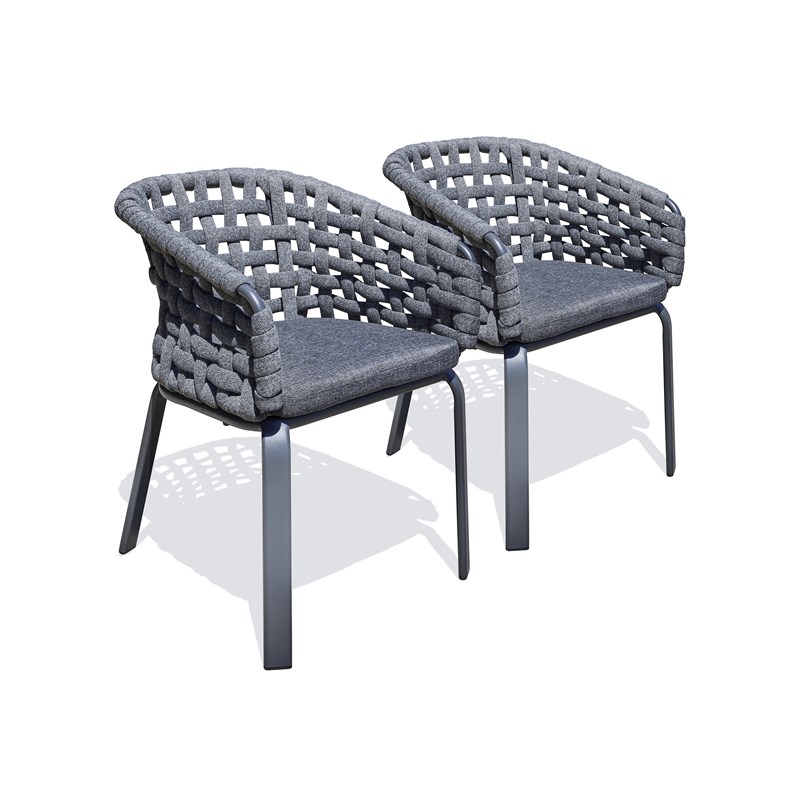 Dcb Garden - Lot de 2 fauteuil de jardin en corde tissée et aluminium