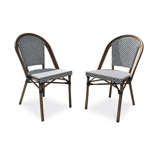 Lot de 2 fauteuils de jardin empilables en aluminium - bleu